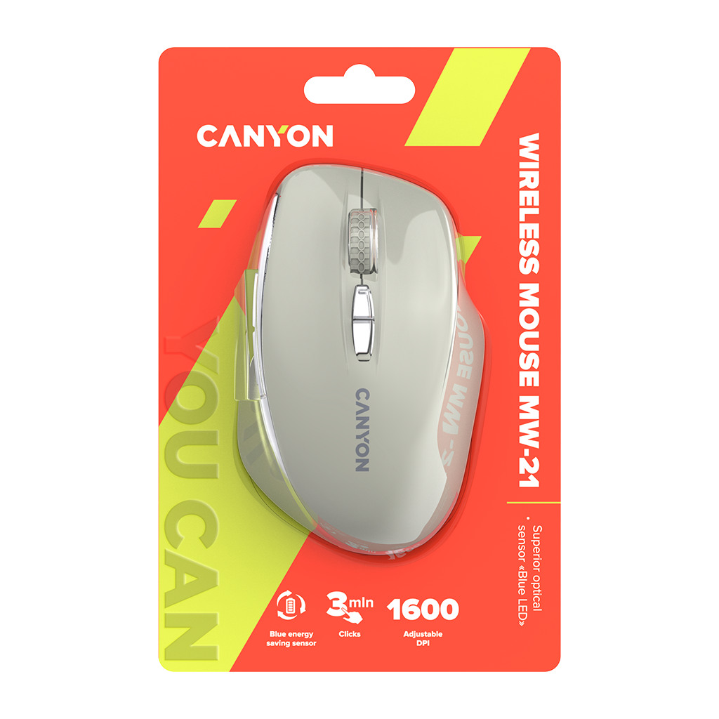 CANYON MW-21 2.4 GHz Wireless mouse with 7 buttons DPI 800/1200/1600 Battery: AAA*2pcsCosmic Latte72*117*41mm 0.075kg - Image 6