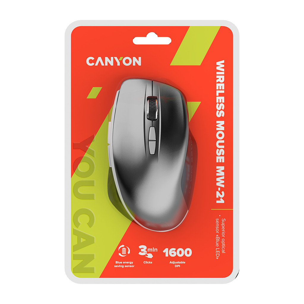 CANYON MW-21 2.4 GHz Wireless mousewith 7 buttons DPI 800/1200/1600 Battery:AAA*2pcsDark gray72*117*41mm 0.075kg - Image 6