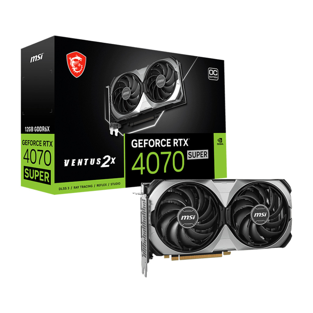 MSI Grafička karta Nvidia GeForce RTX 4070 SUPER 12G VENTUS 2X OC, 12GB GDDR6X, 192-bit, PCI-E, 3x DP, Dual Fan