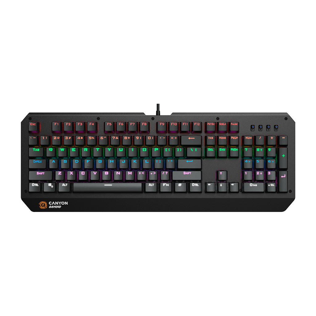 CANYON Hazard GK-6 Wired multimedia gaming keyboard with lighting effect 108pcs rainbow LED Numbers 104keys