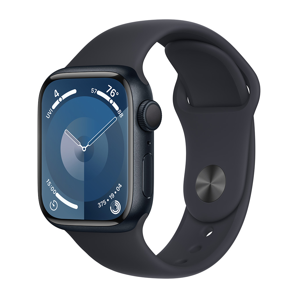 Apple Watch Series 9 GPS 41mm Midnight Aluminium Case with Midnight Sport Band - M/L