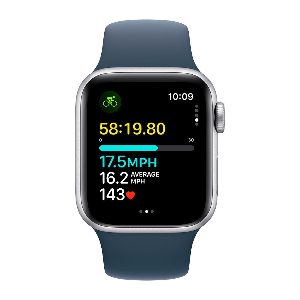 Apple Watch SE2 v2 GPS 40mm Silver Aluminium Case with Storm Blue Sport Band - - Image 6