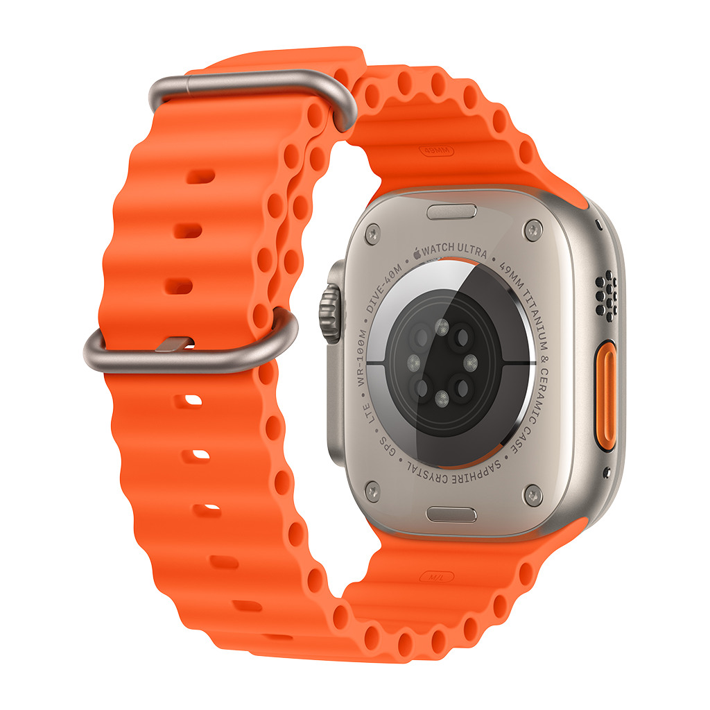 Apple Watch Ultra2 Cellular 49mm Titanium Case with Orange Ocean Band - mreh3bs/a