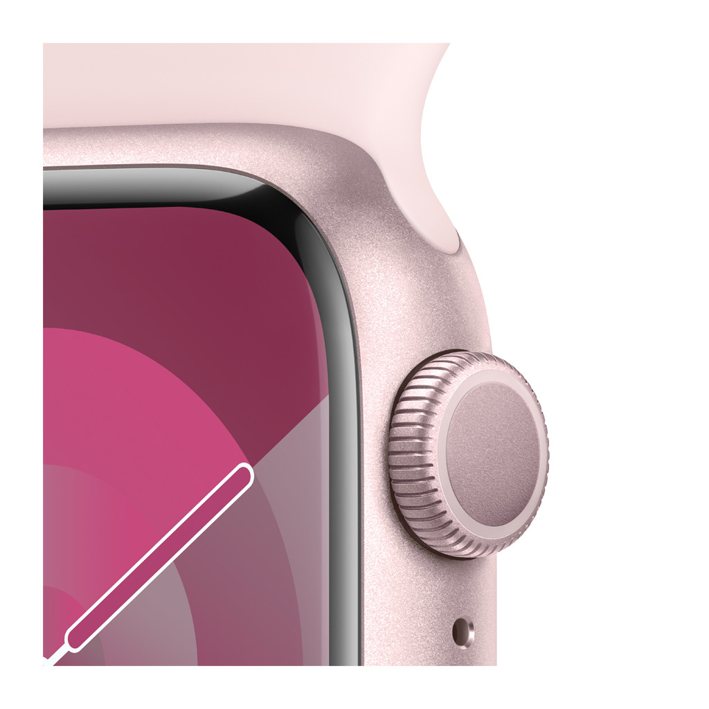 Apple Watch Series 9 GPS 41mm Pink Aluminium Case with Light Pink Sport Band -