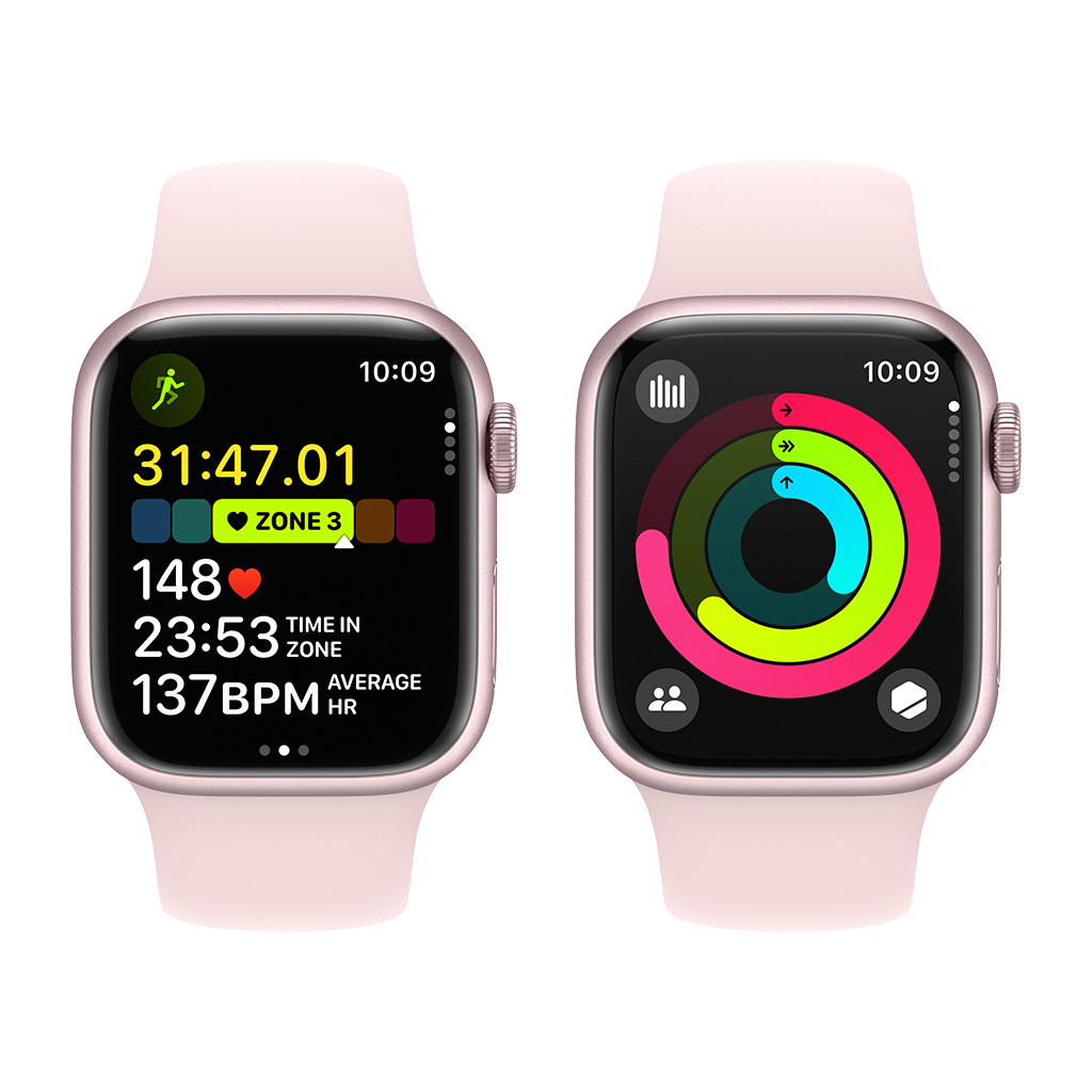 Apple Watch Series 9 GPS 41mm Pink Aluminium Case with Light Pink Sport Band -