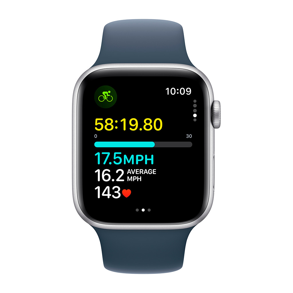 Apple Watch SE2 v2 GPS 44mm Silver Alu Case with Storm Blue Sport Band - - Image 6