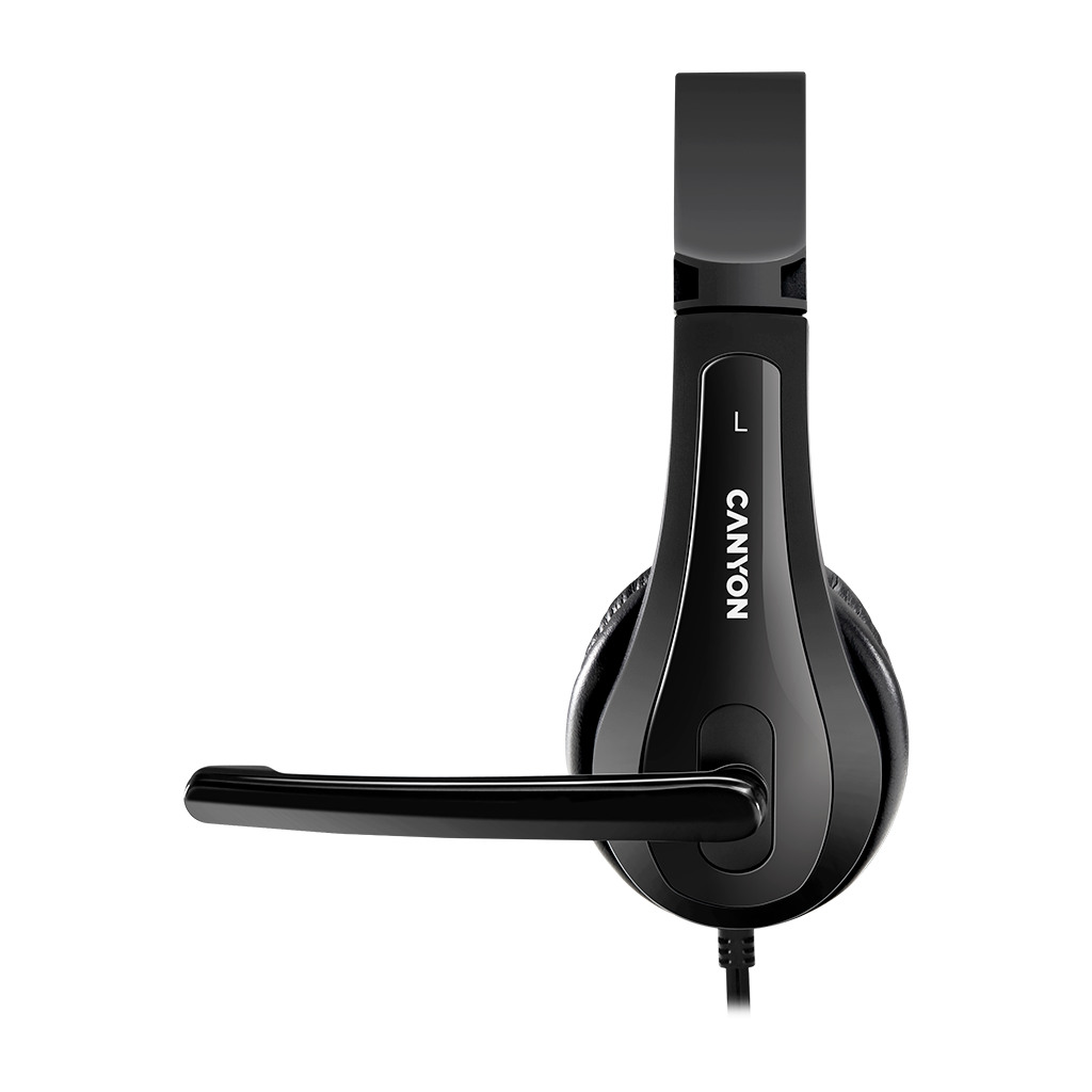 CANYON HSC-1 basic PC headset with microphone combined 3.5mm plug leather pads Flat cable length - Image 4