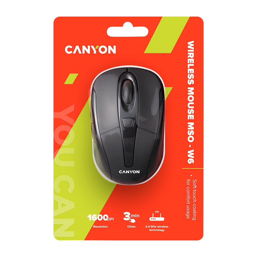 CANYON MSO-W6 2.4GHz wireless optical mouse with 6 buttons DPI 800/1200/1600 Black 92*55*35mm 0.054kg - Image 5