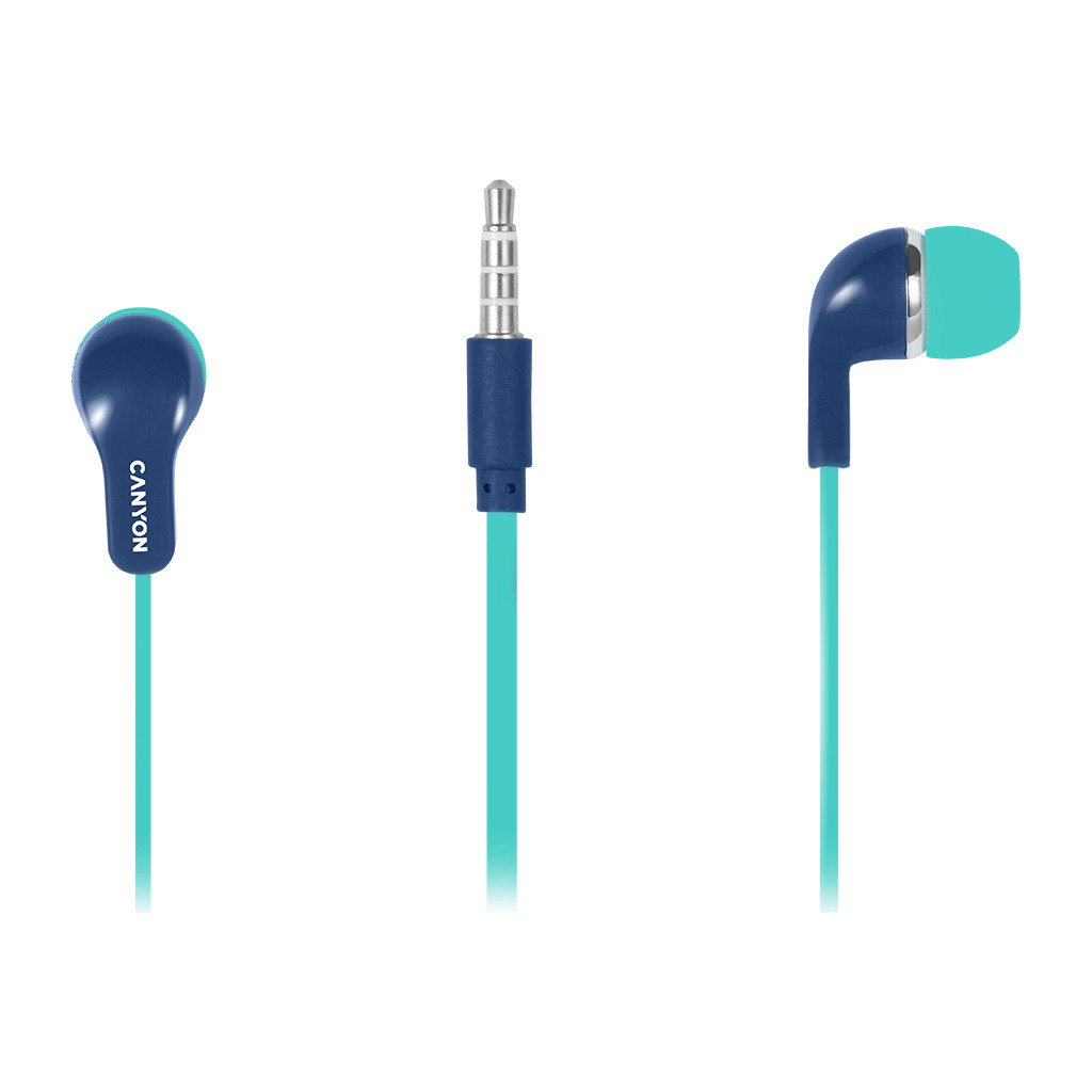 CANYON EPM-02 Stereo Earphones with inline microphone Green+Blue cable length 1.2m 20*15*10mm 0.013kg - Image 2