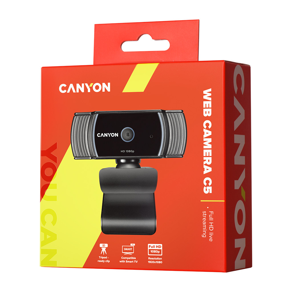 CANYON C5 1080P full HD 2.0Mega auto focus webcam with USB2.0 connector 360 degree rotary