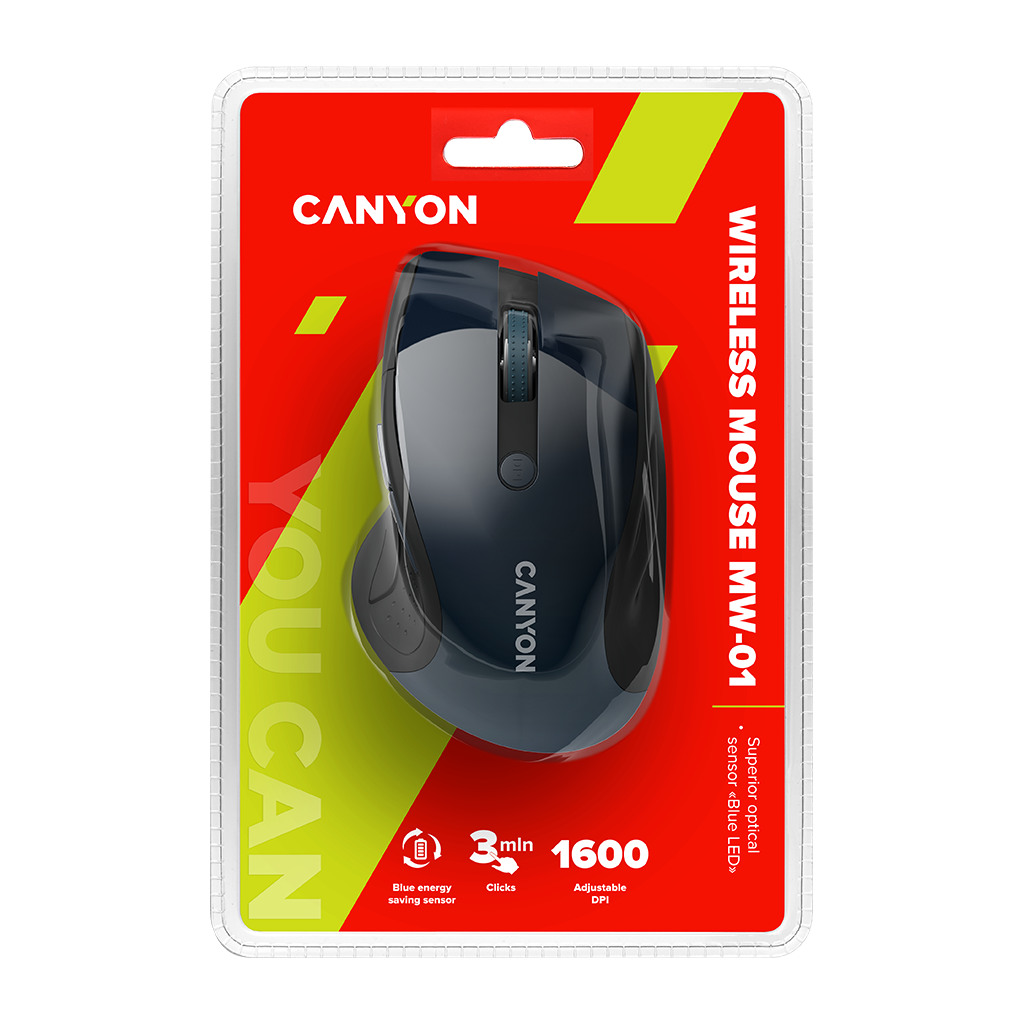 CANYON MW-01 2.4GHz wireless mouse with 6 buttons optical tracking - blue LED DPI 1000/1200/1600 - Image 4