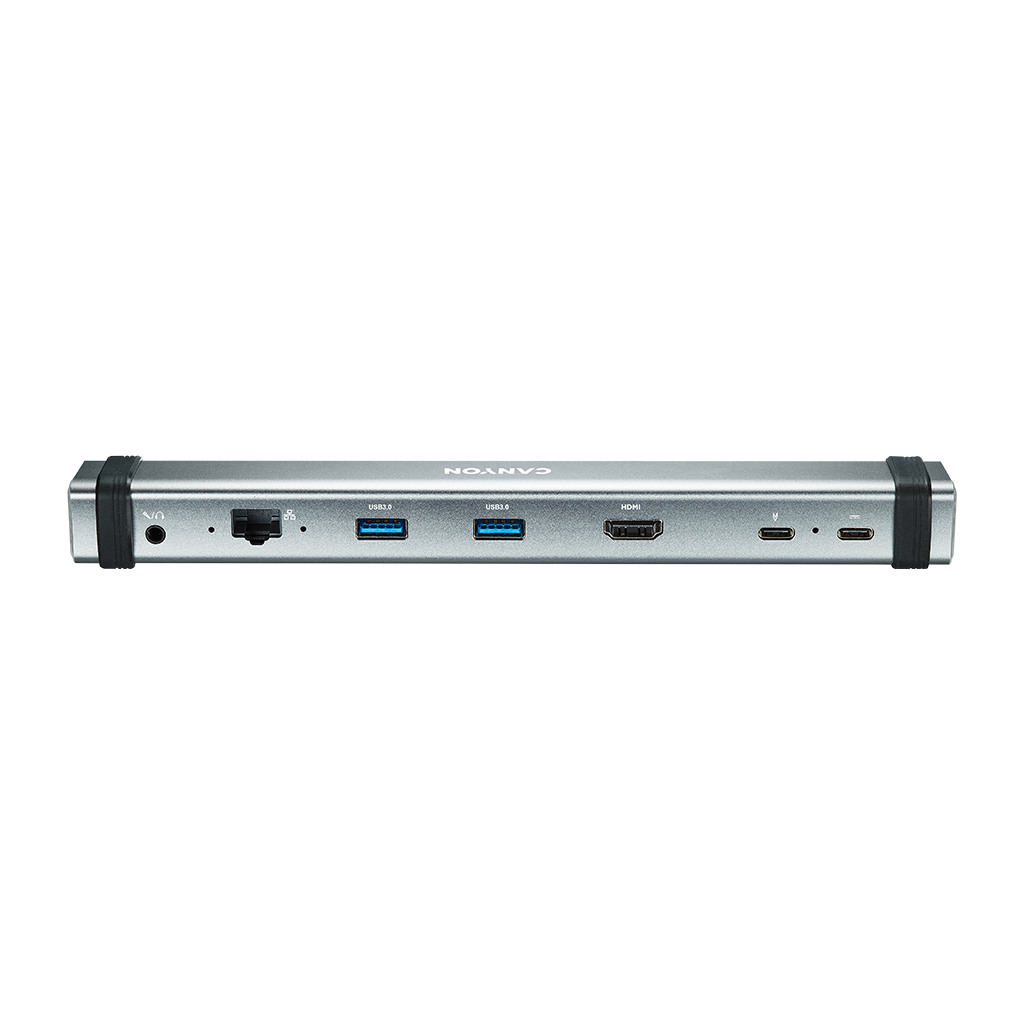 CANYON DS-6 Multiport Docking Station with 7 ports: 2*Type C+1*HDMI+2*USB3.0+1*RJ45+1*audio 3.5mm Input 100-240V Output USB-C