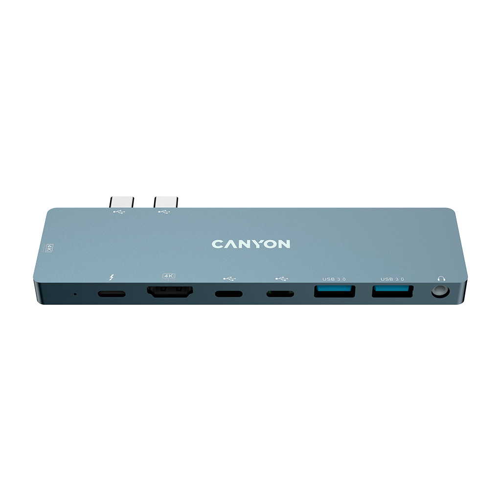 CANYON DS-8 Multiport Docking Station with 8 port 1*Type C PD100W+2*Type C data+2*HDMI+2*USB3.0+1*Audio. Input 100-240V