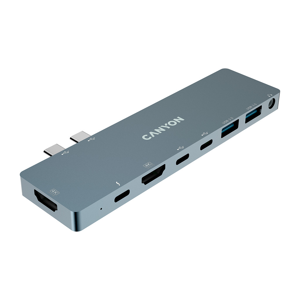 CANYON DS-8 Multiport Docking Station with 8 port 1*Type C PD100W+2*Type C data+2*HDMI+2*USB3.0+1*Audio. Input 100-240V