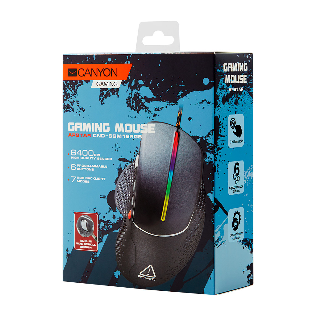 CANYON Apstar GM-12 Wired High-end Gaming Mouse with 6 programmable buttons sunplus optical sensor 6