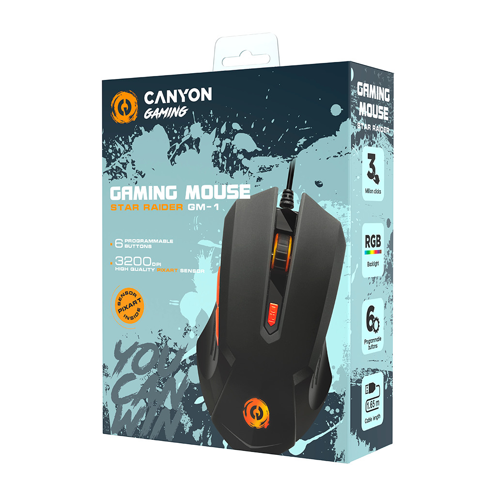 CANYON Star Raider GM-1 Optical Gaming Mouse with 6 programmable buttons Pixart optical sensor 4