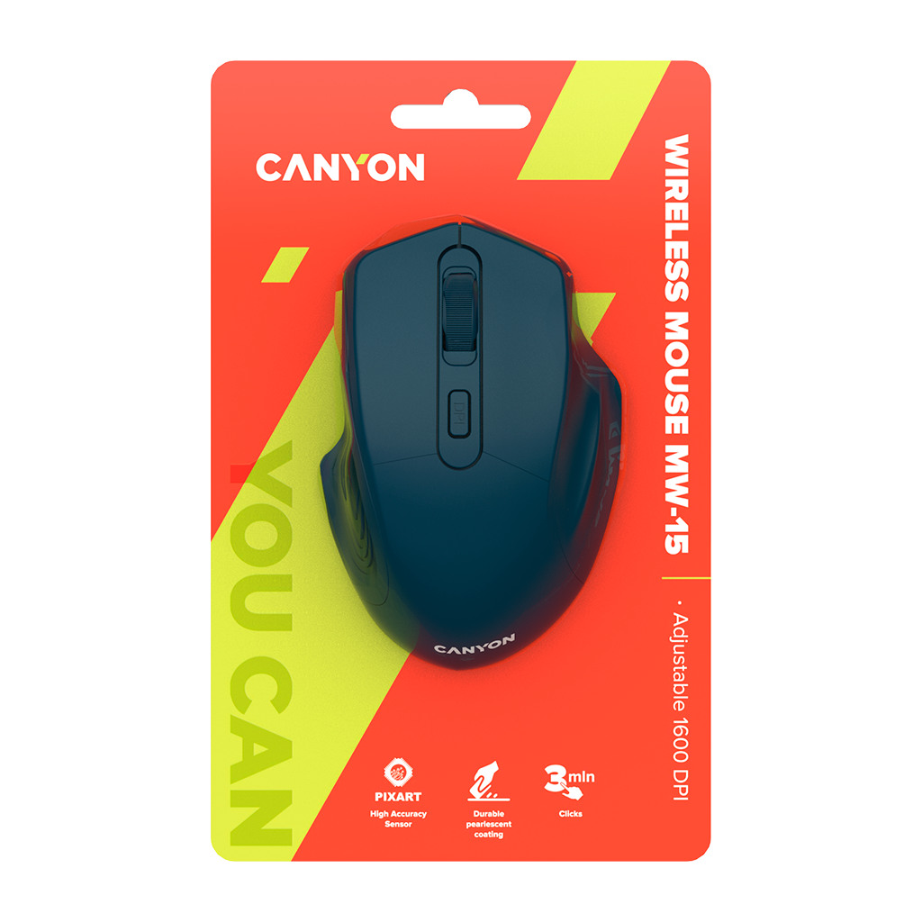 CANYON MW-15 2.4GHz Wireless Optical Mouse with 4 buttons DPI 800/1200/1600 Dark Blue 115*77*38mm 0.064kg - Image 6