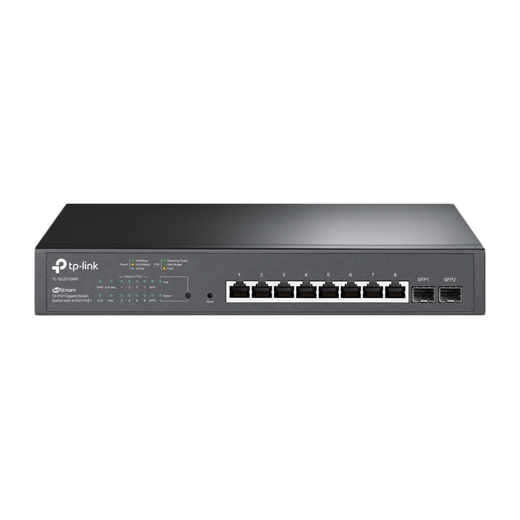 TP-Link SG2210MP Omada 10-Port Gigabit Smart Switch with 8-Port PoE+ 8× G PoE+ ports and