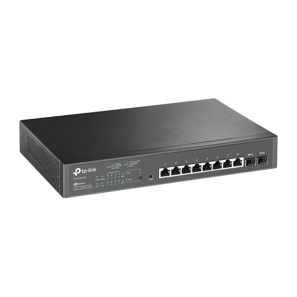 TP-Link SG2210MP Omada 10-Port Gigabit Smart Switch with 8-Port PoE+ 8× G PoE+ ports and