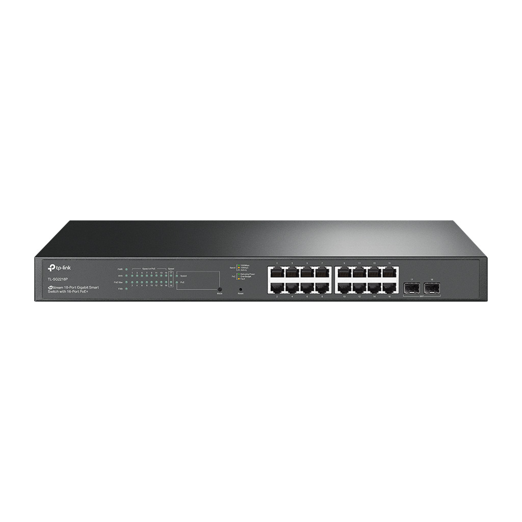 TP-Link SG2218P Omada 18-Port Gigabit Smart Switch, 16-Port PoE+, VLAN, QoS