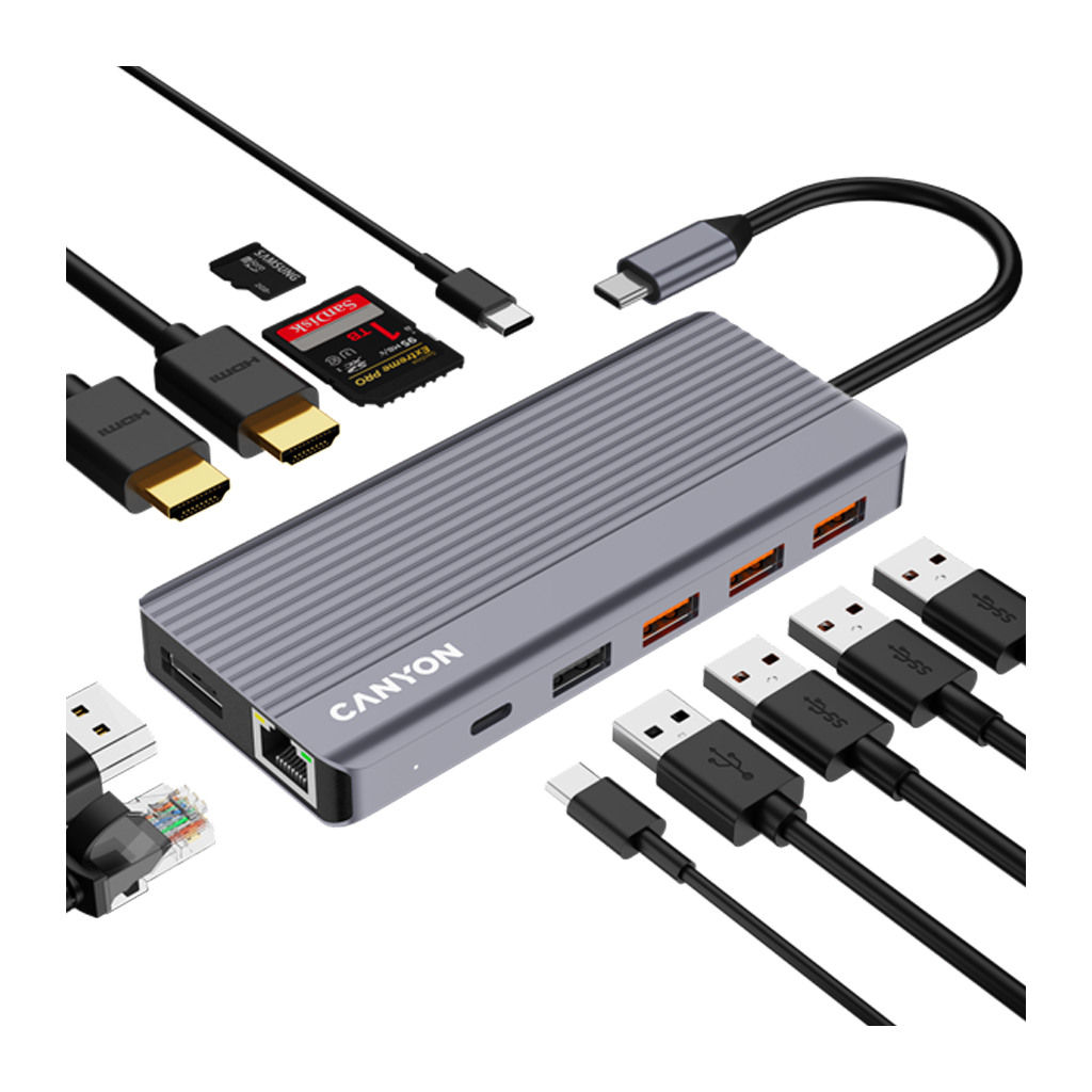 CANYON hub DS-16 13in1 4k USB-C Grey - Image 6