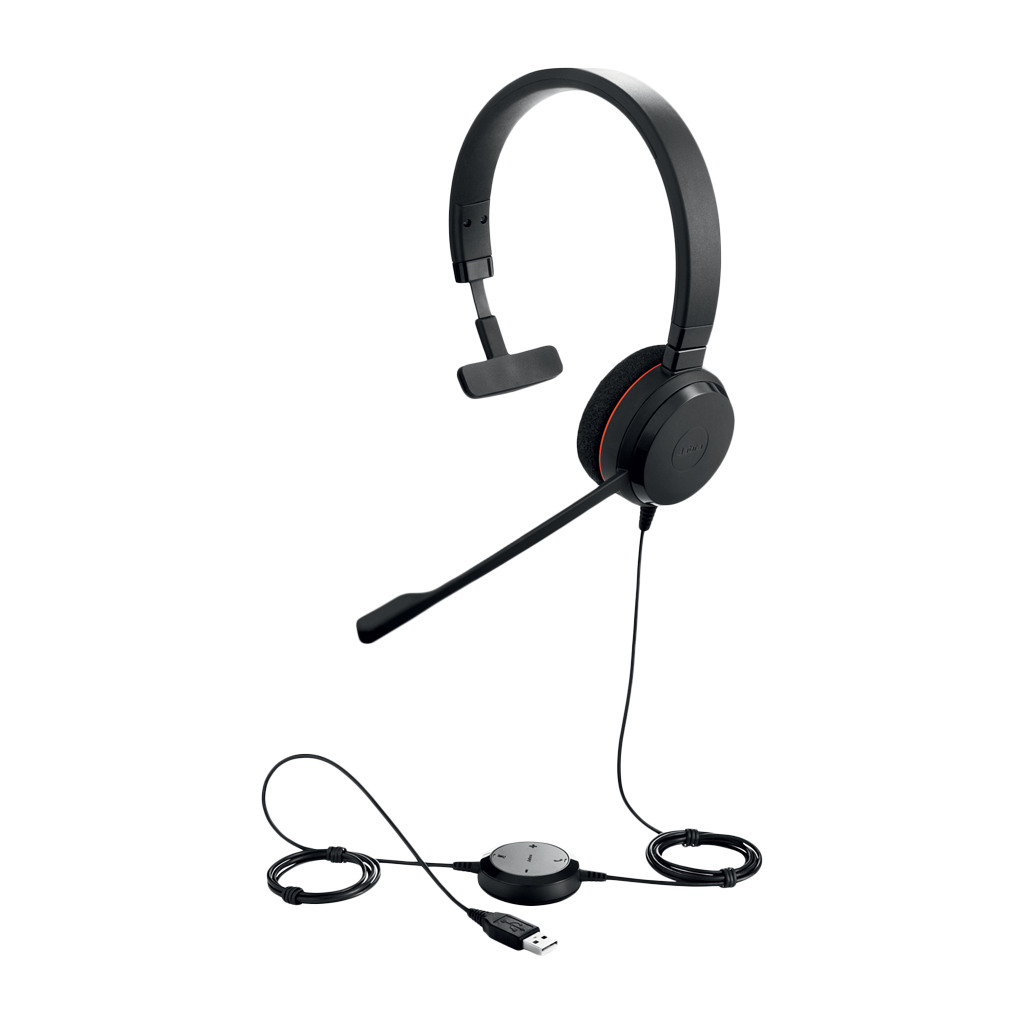 JABRA EVOLVE 20 MS Mono USB Headband Noise cancellingUSB connector with mute-button and volume control