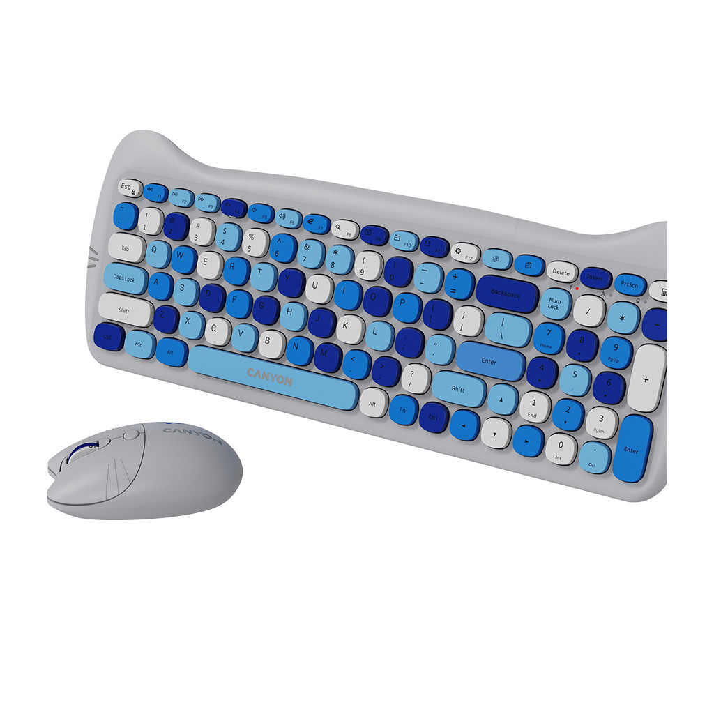 CANYON HSET-W6 EN/AD Keyboard+Mouse Kitty Edition AAA+АА Wireless Blue