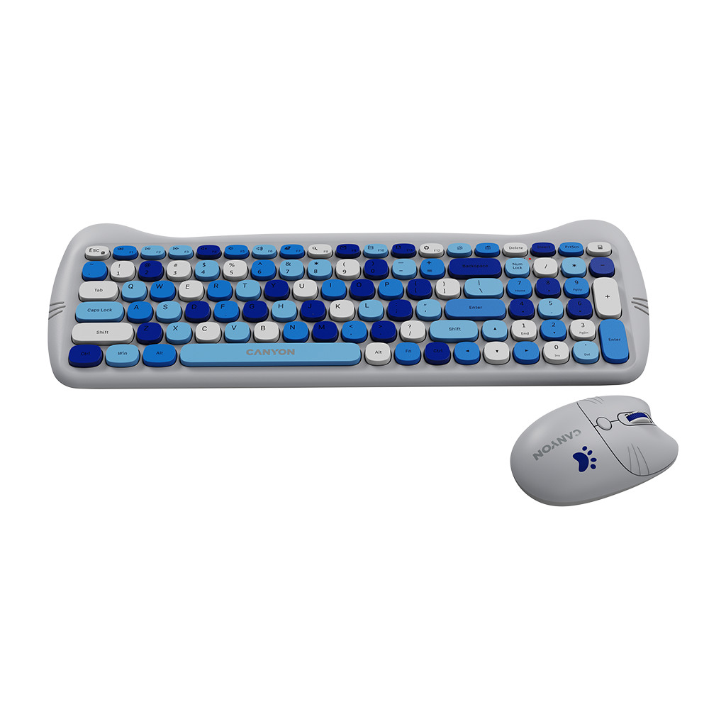 CANYON HSET-W6 EN/AD Keyboard+Mouse Kitty Edition AAA+АА Wireless Blue