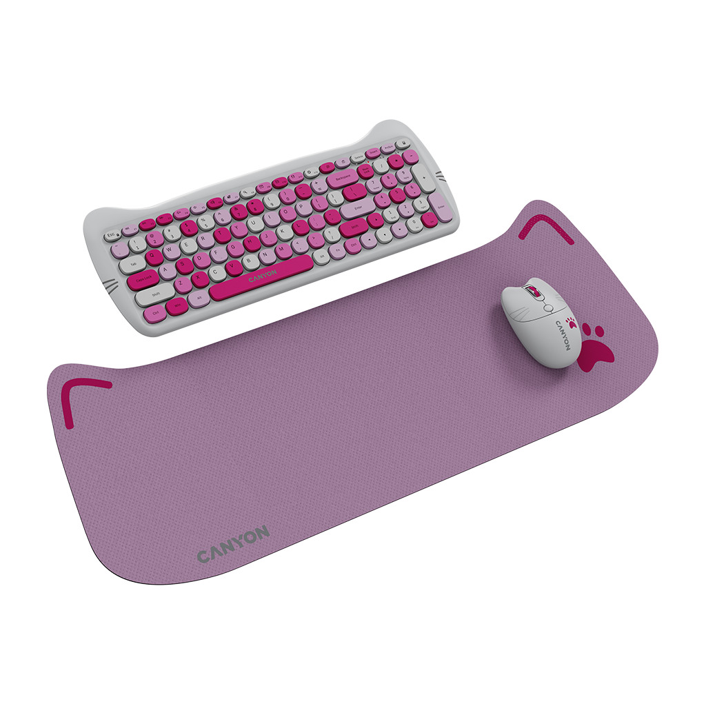 CANYON HSET-W6 EN/AD Keyboard+Mouse Kitty Edition AAA+АА Wireless Pink - Image 2