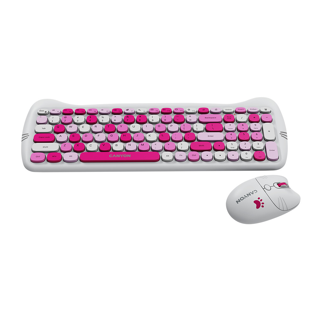 CANYON HSET-W6 EN/AD Keyboard+Mouse Kitty Edition AAA+АА Wireless Pink - Image 3