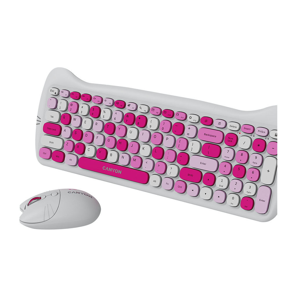 CANYON HSET-W6 EN/AD Keyboard+Mouse Kitty Edition AAA+АА Wireless Pink - Image 5