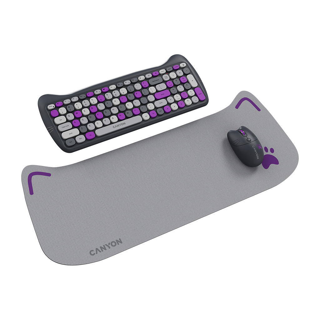 CANYON HSET-W6 EN/AD Keyboard+Mouse Kitty Edition AAA+АА Wireless Violet