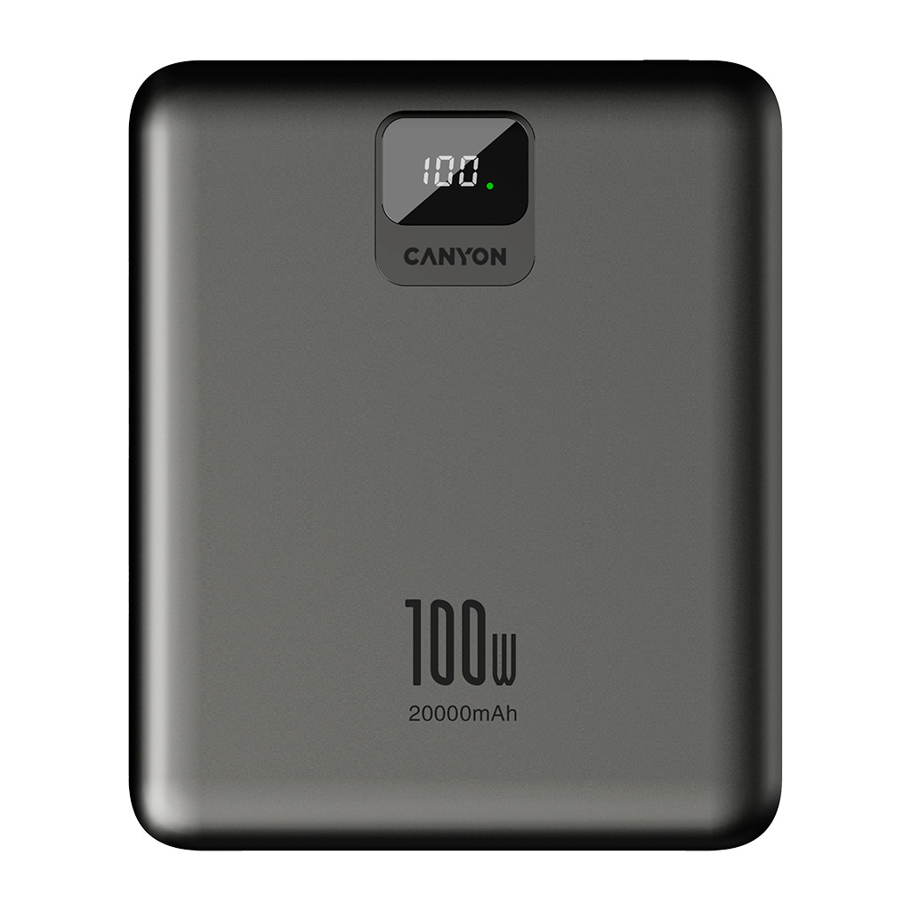 CANYON power bank PB-2008 LED FLAT 20000 mAh PD100W QC3.0 Dark Grey