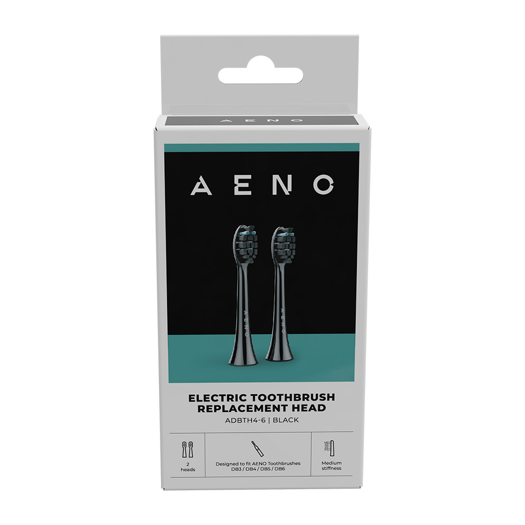 AENO Replacement toothbrush heads Black Dupont bristles 2pcs in set for ADB0004/ADB0006 and ADB0003/ADB0005