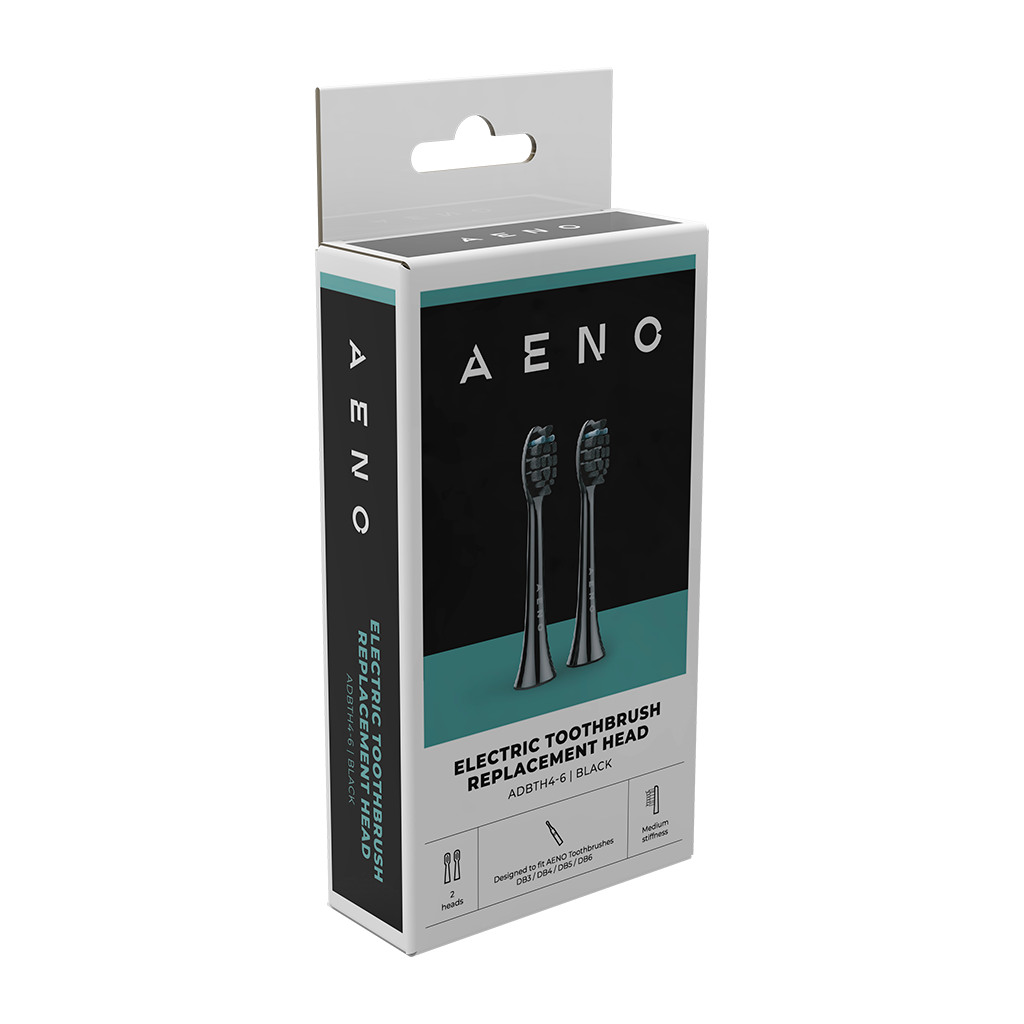 AENO Replacement toothbrush heads Black Dupont bristles 2pcs in set for ADB0004/ADB0006 and ADB0003/ADB0005