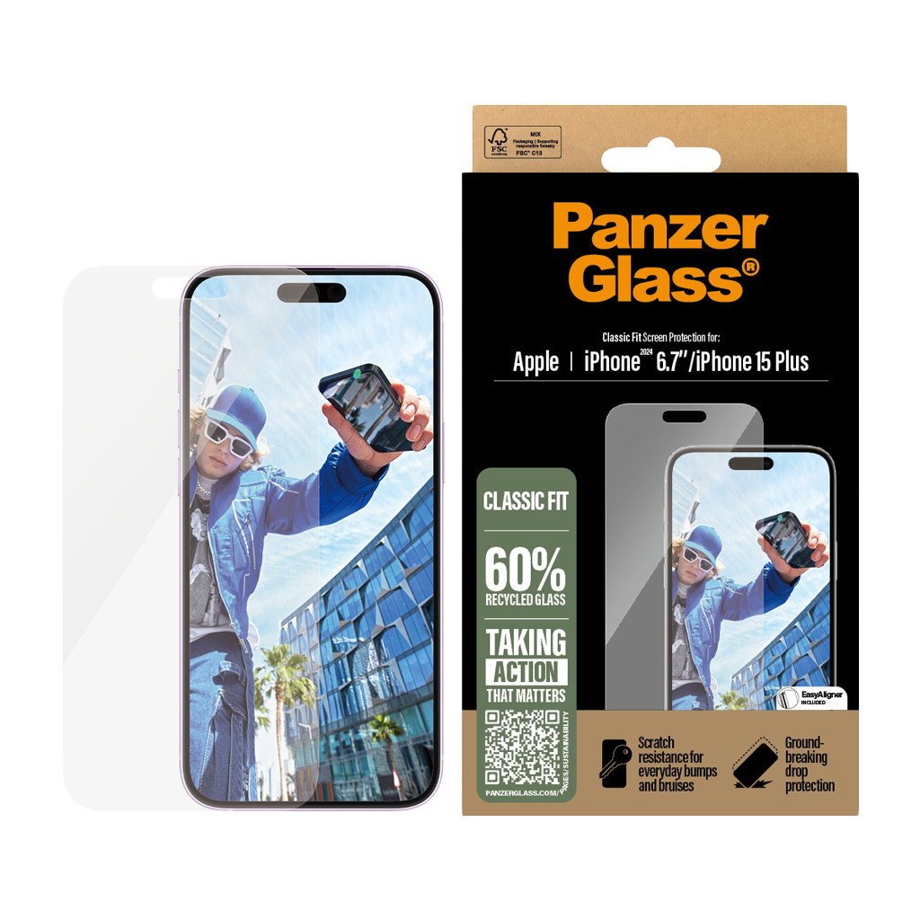 PanzerGlass Screen Protector iPhone 16 Plus | Classic Fit