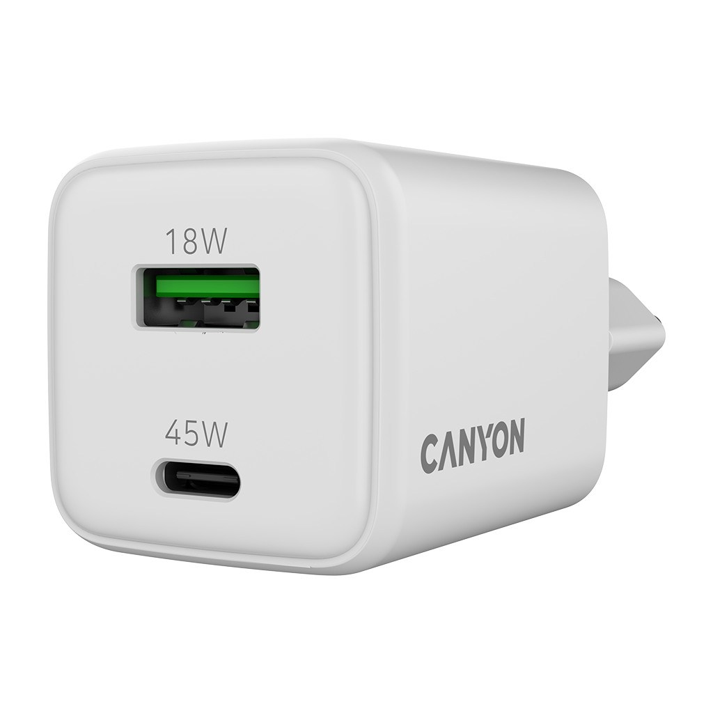 CANYON charger CU45AC GaN 45W 1xPD 1xQC EU White - Image 5