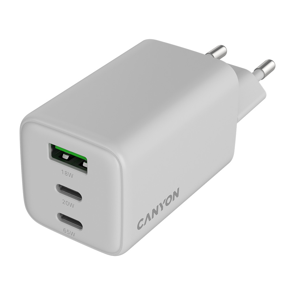 CANYON charger CU65ACC GaN 65W 2xPD 1xQC EU White