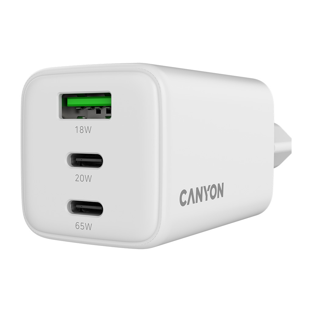 CANYON charger CU65ACC GaN 65W 2xPD 1xQC EU White