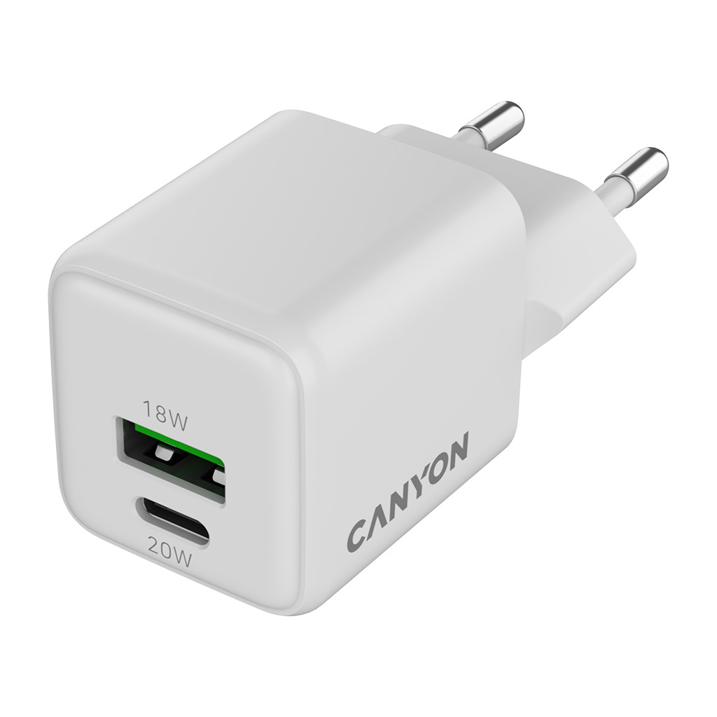 CANYON charger CU20AC GaN 20W 1xPD 1xQC EU White - Image 2