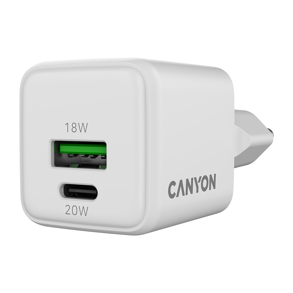 CANYON charger CU20AC GaN 20W 1xPD 1xQC EU White - Image 3