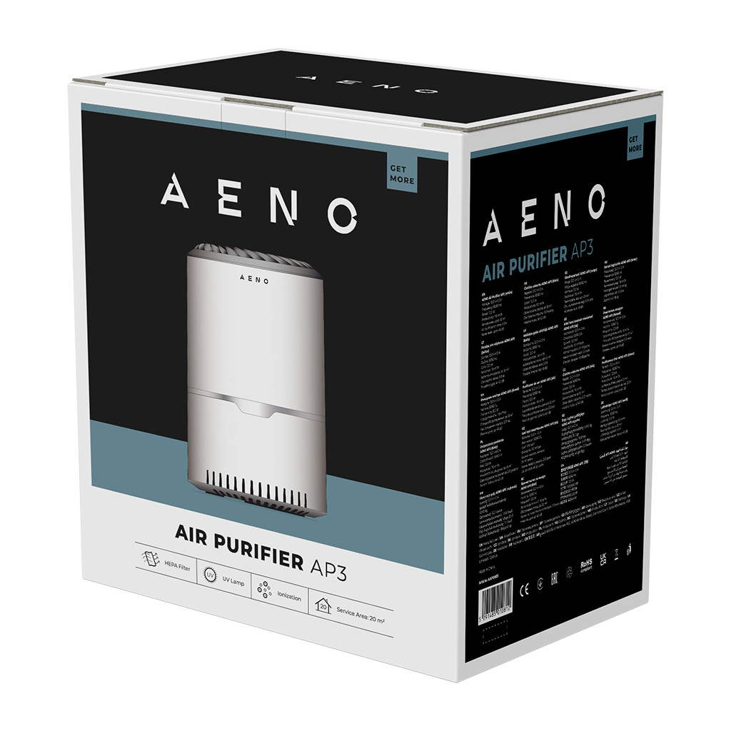 AENO Air Purifier AP3 UV lamp ionization CADR 160 m³/h  30m2 carbon filter +