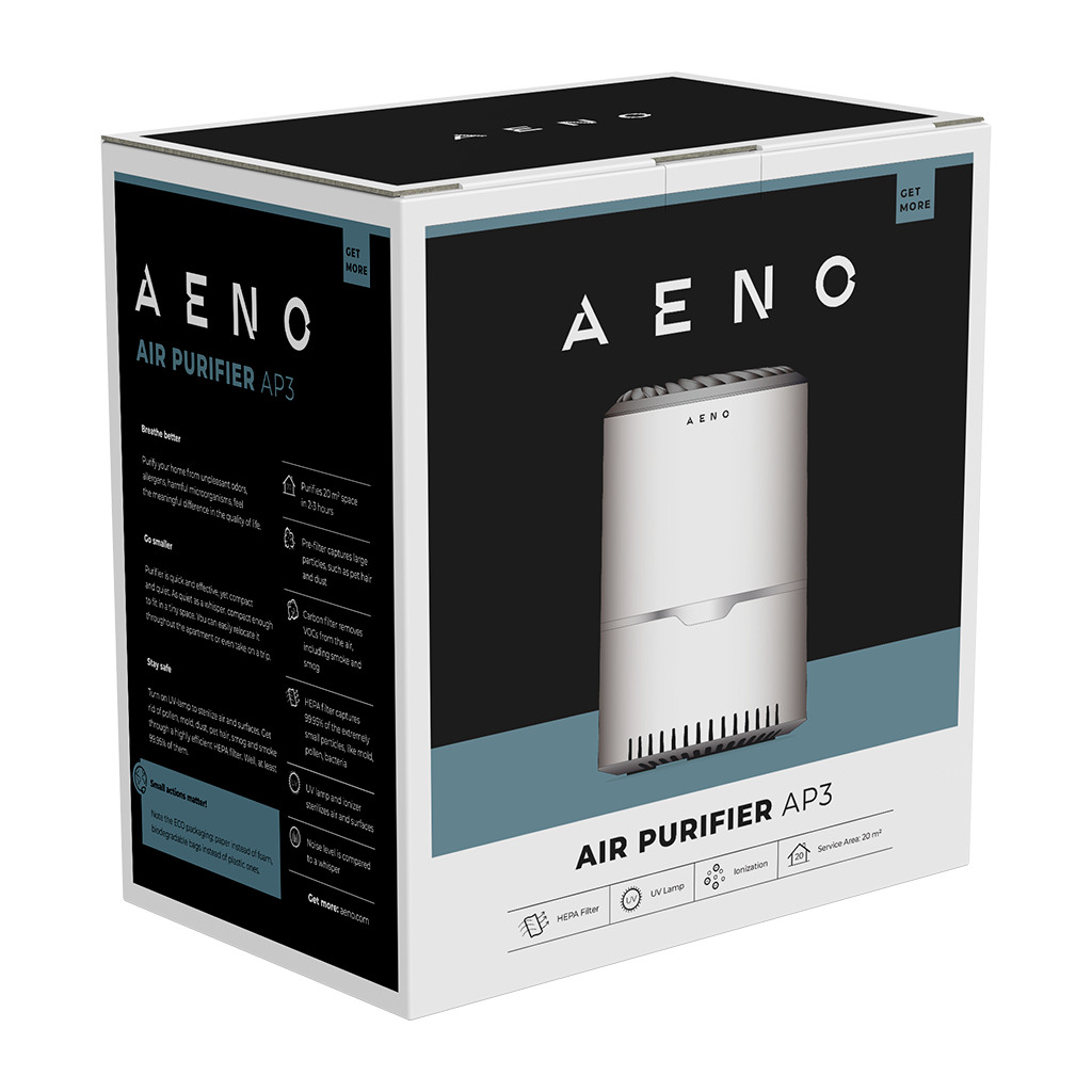 AENO Air Purifier AP3 UV lamp ionization CADR 160 m³/h  30m2 carbon filter +