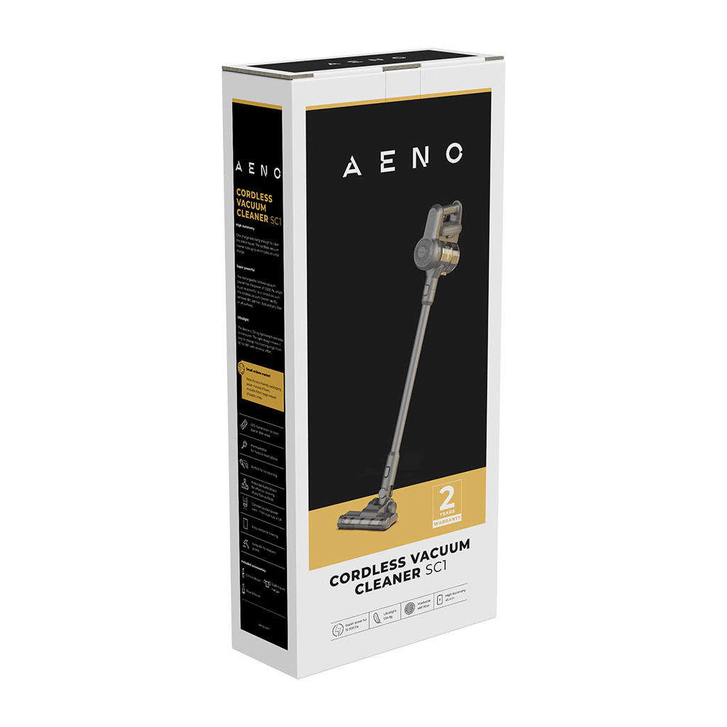 AENO Cordless vacuum cleaner SC1: electric turbo brush LED lighted brush resizable and easy to