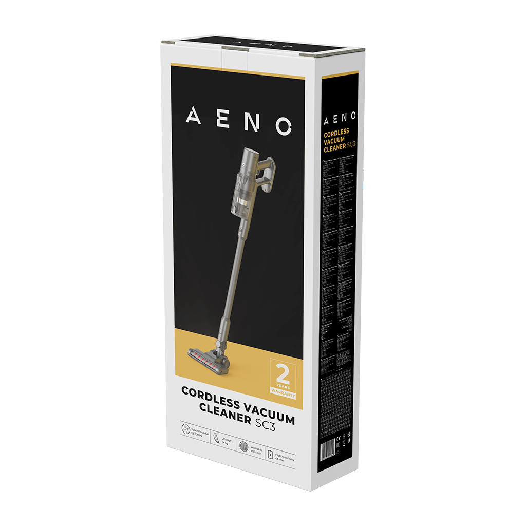 AENO Cordless vacuum cleaner SC3: electric turbo brush LED lighted brush resizable and easy to