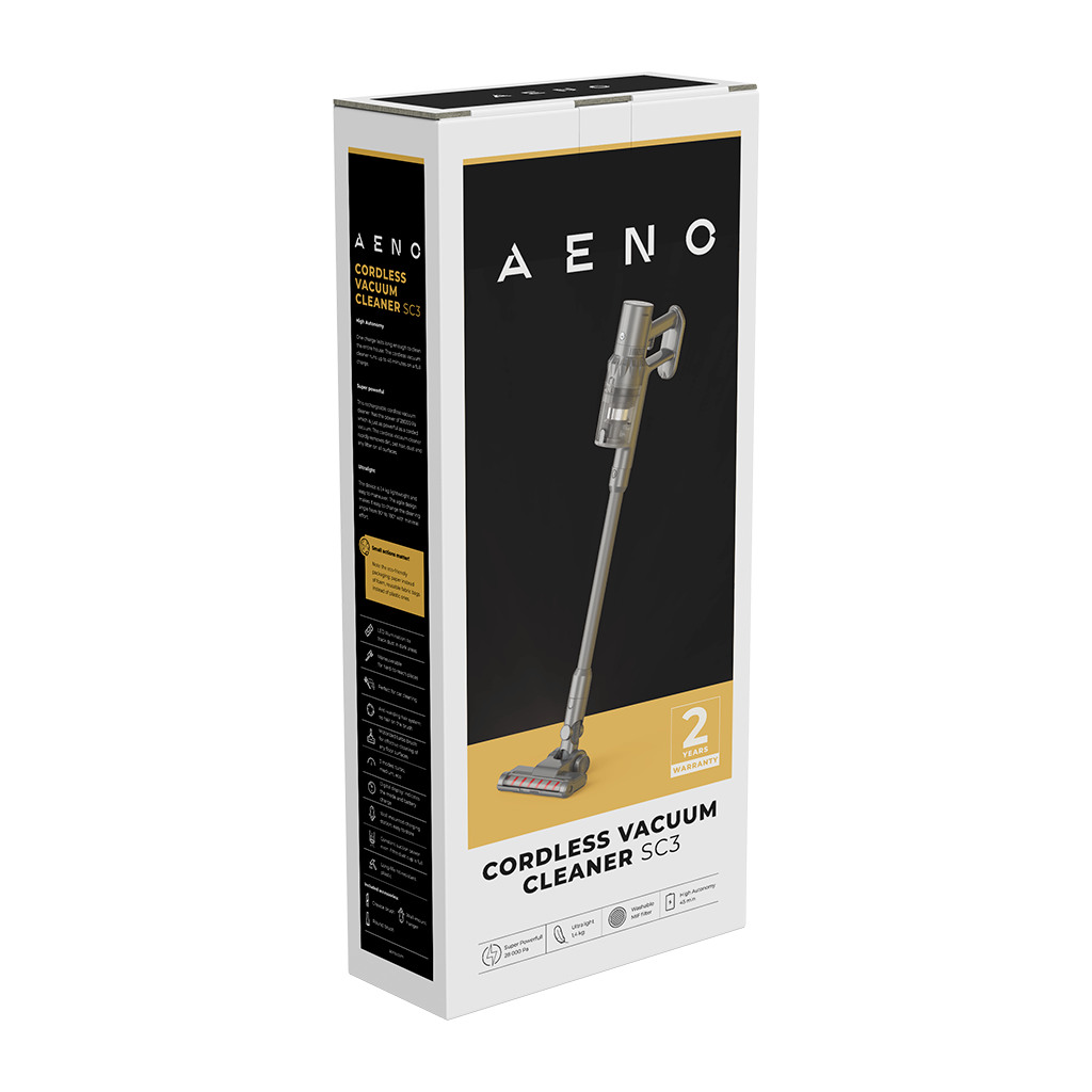 AENO Cordless vacuum cleaner SC3: electric turbo brush LED lighted brush resizable and easy to