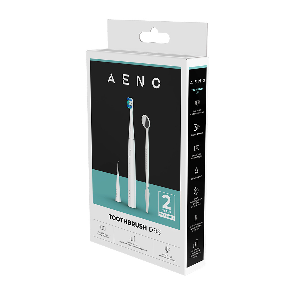 AENO Sonic Electric toothbrush DB8: White 3modes 3 brush heads + 1 cleaning tool 1