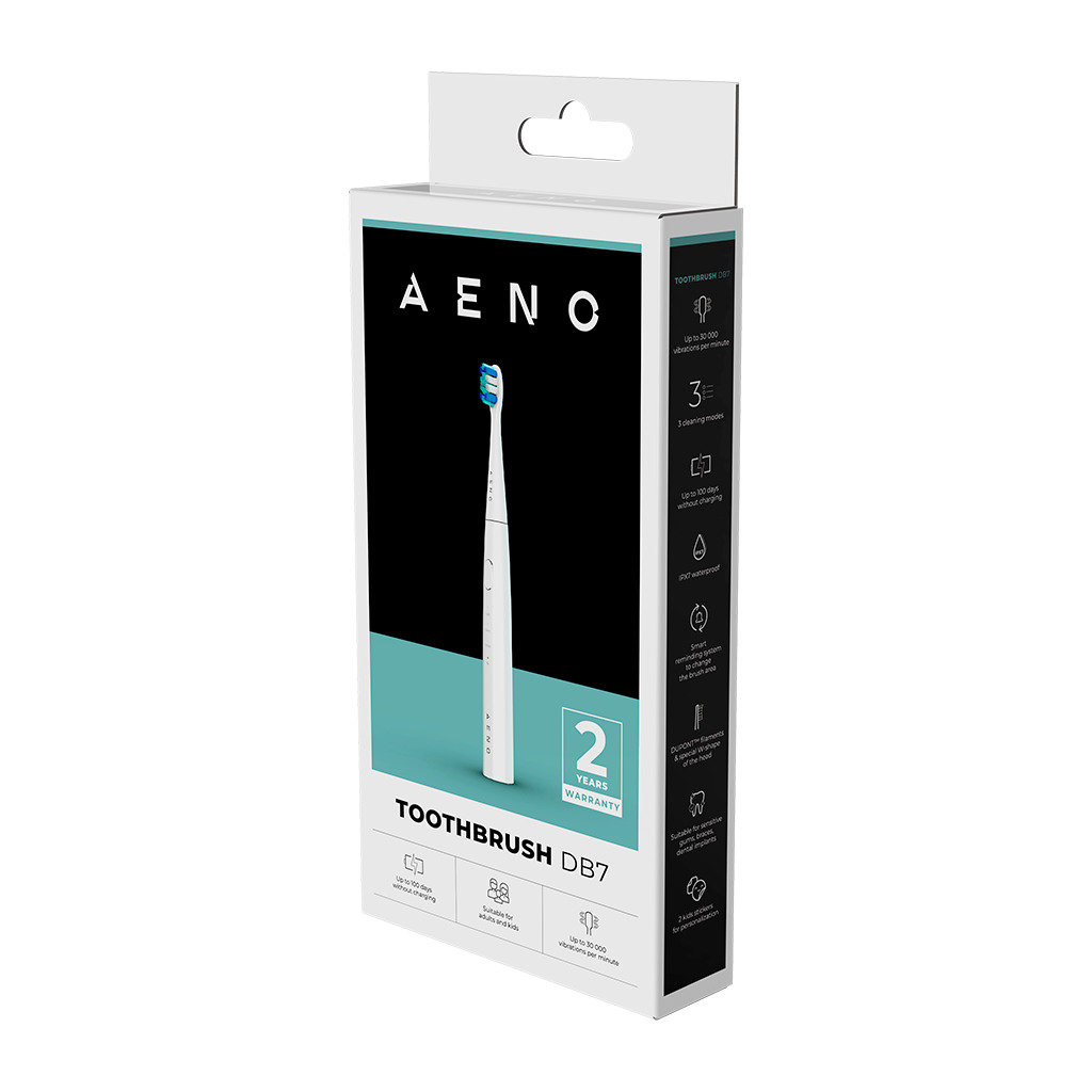 AENO Sonic Electric toothbrush DB7: White 3modes 1 brush head + 2 stickers  30000rpm