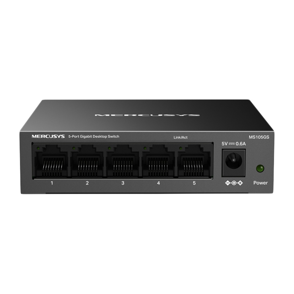 Mercusys 5-Port Gigabit Desktop Switch MS105GS Energetski Efikasan, Plug and Play, Montaža na Zid