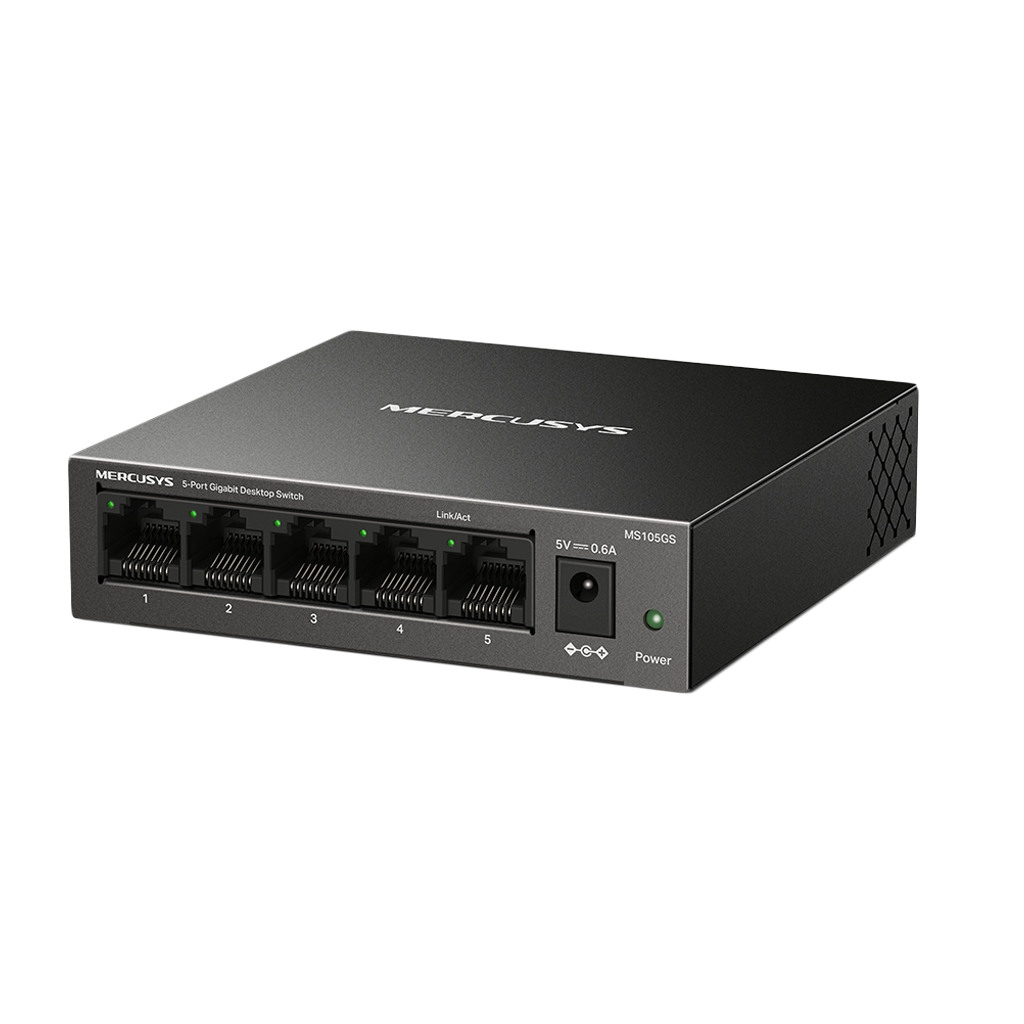 Mercusys 5-Port Gigabit Desktop Switch MS105GS Energetski Efikasan, Plug and Play, Montaža na Zid - Image 2